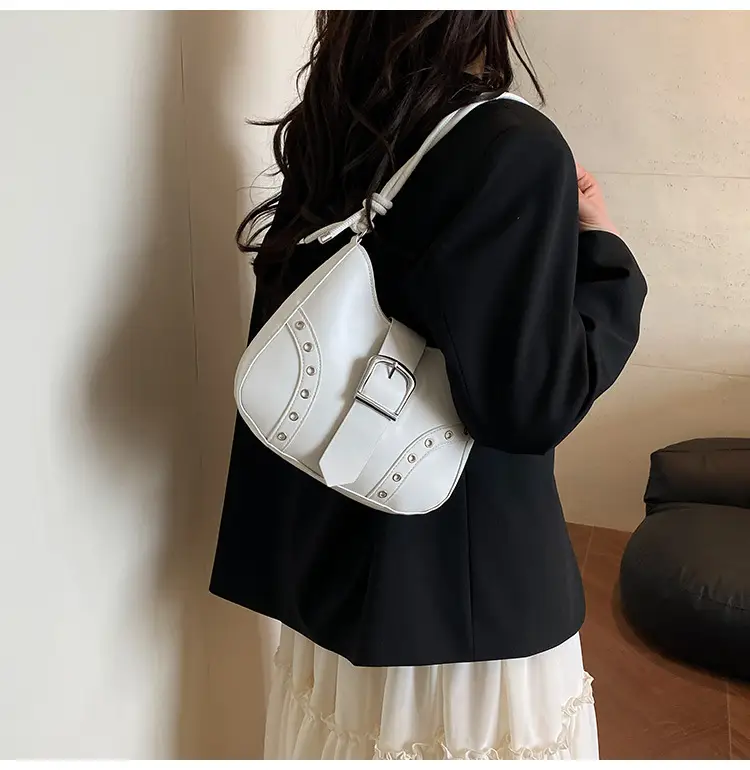 Black Korean Style Shoulder Bag with Crossbody Strap — feature 11
