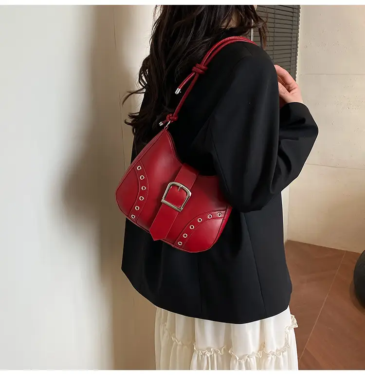 Black Korean Style Shoulder Bag with Crossbody Strap — feature 9
