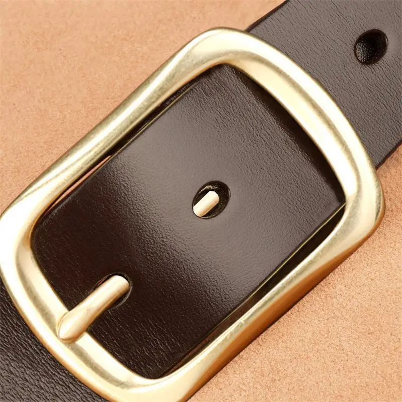 Men's Black Genuine Leather Belt with Gold Pin Buckle — feature 7
