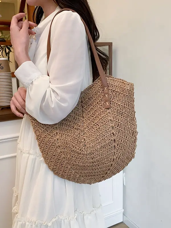 Large Capacity Cross-Border Woven Shoulder Bag for Women - Image 3
