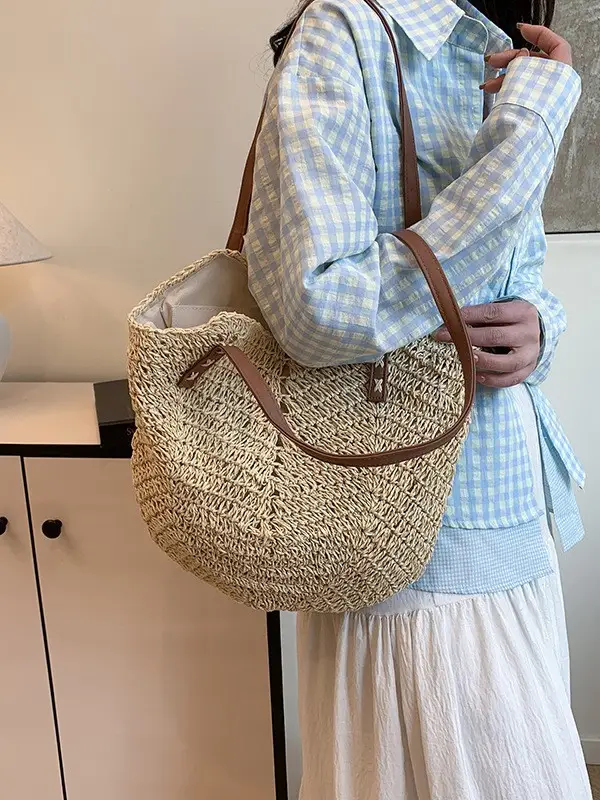 Large Capacity Cross-Border Woven Shoulder Bag for Women - Image 4