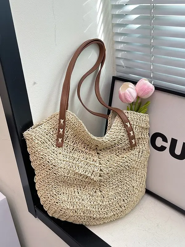 Large Capacity Cross-Border Woven Shoulder Bag for Women - Image 5
