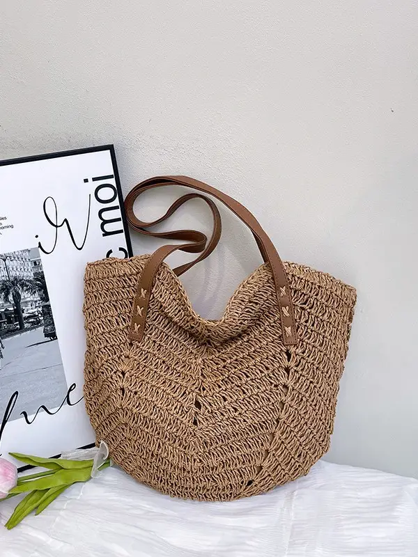 Large Capacity Cross-Border Woven Shoulder Bag for Women - Image 6