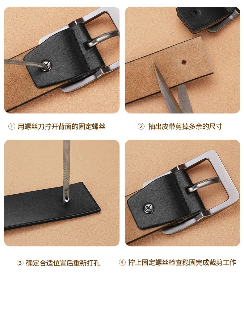 New Men's Black Cowhide Belt with Silver Buckle — feature 5