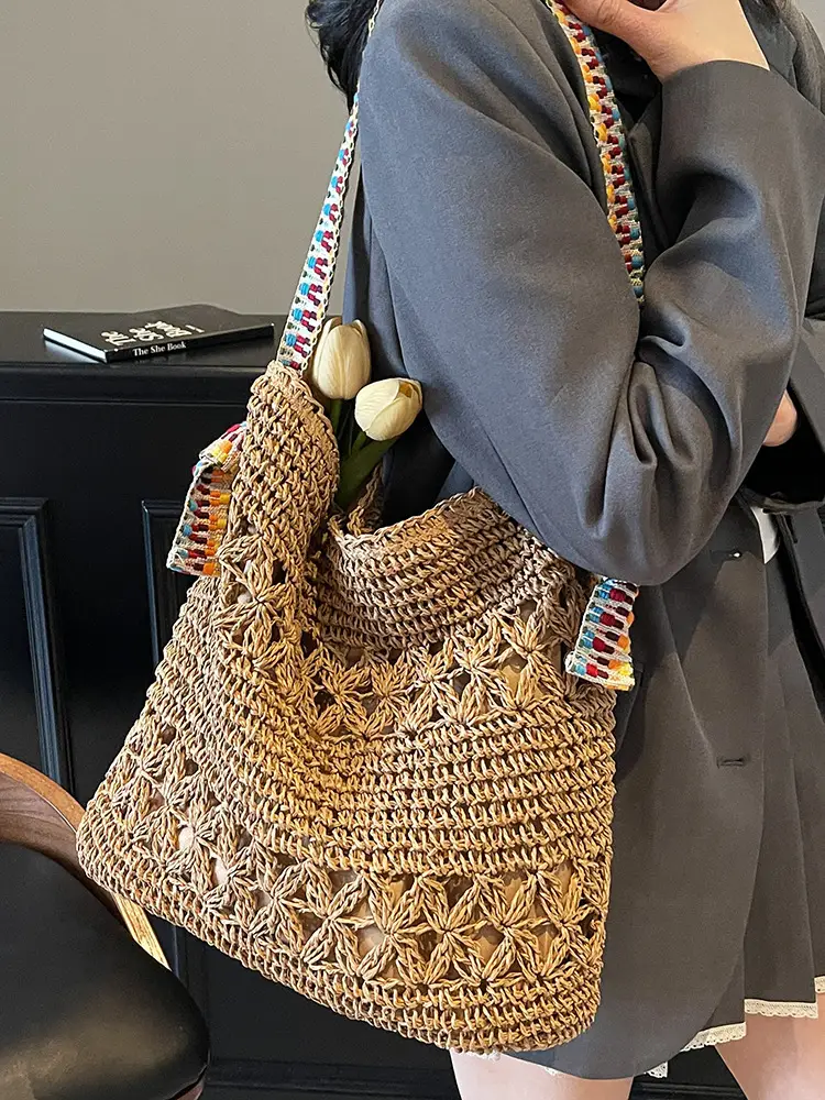 Woven Beach Bag for Women Large Capacity Shoulder Carry