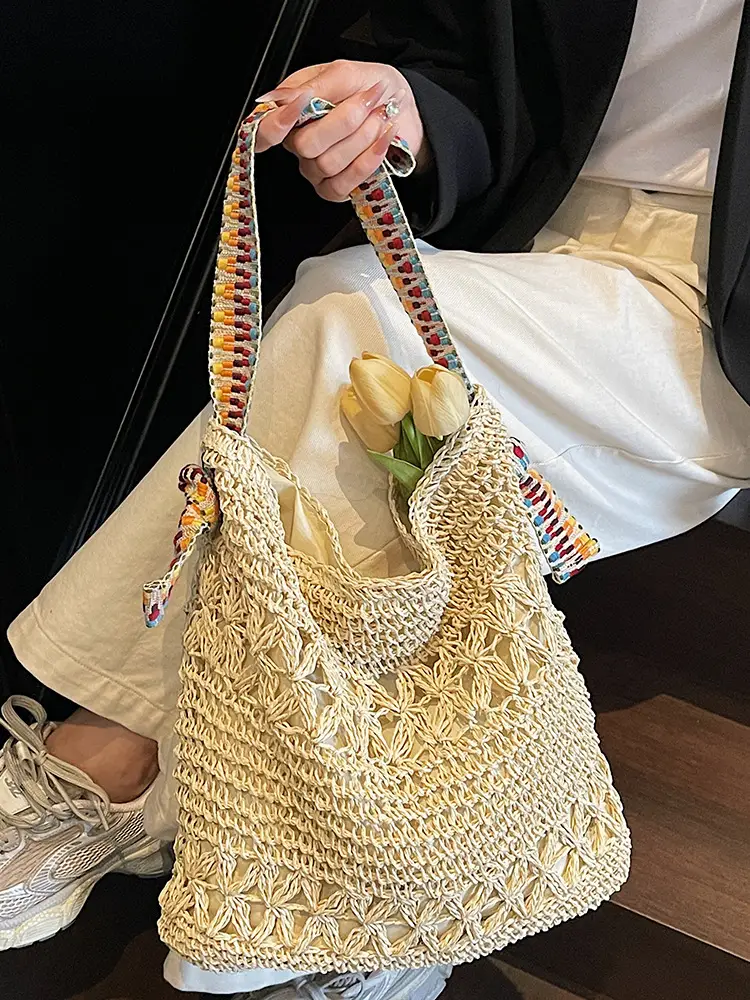 Woven Beach Bag for Women Large Capacity Shoulder Carry