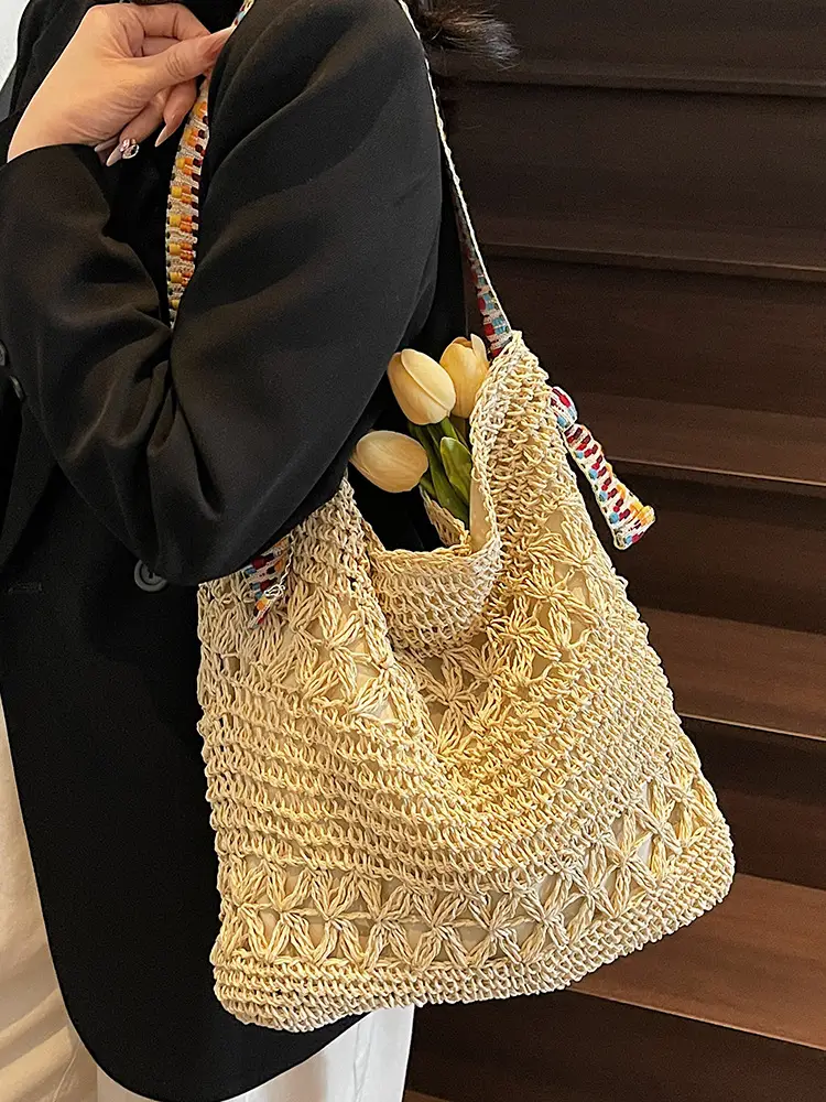 Woven Beach Bag for Women Large Capacity Shoulder Carry
