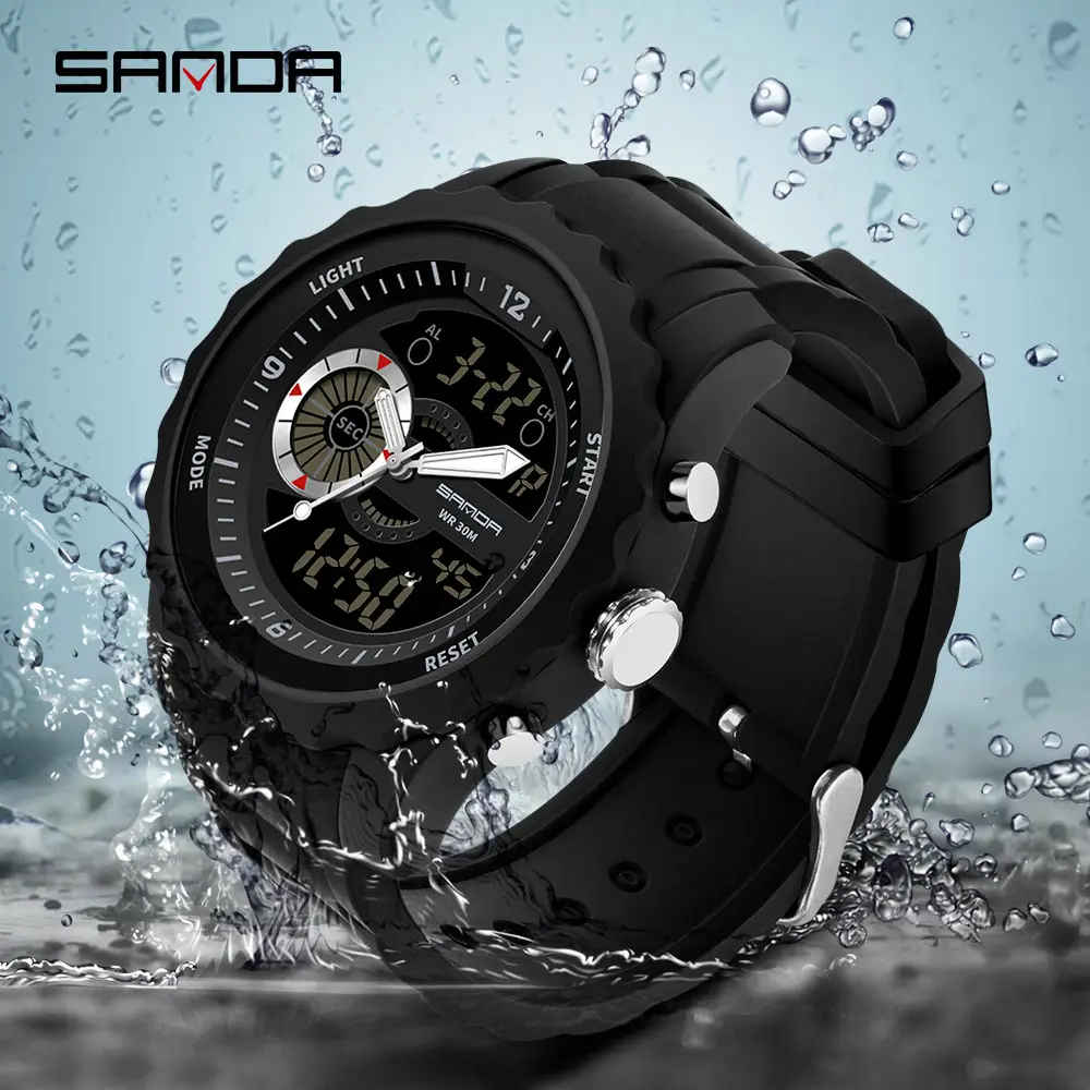 Sanda Men's Digital Watch Black Silicone Waterproof - Image 6