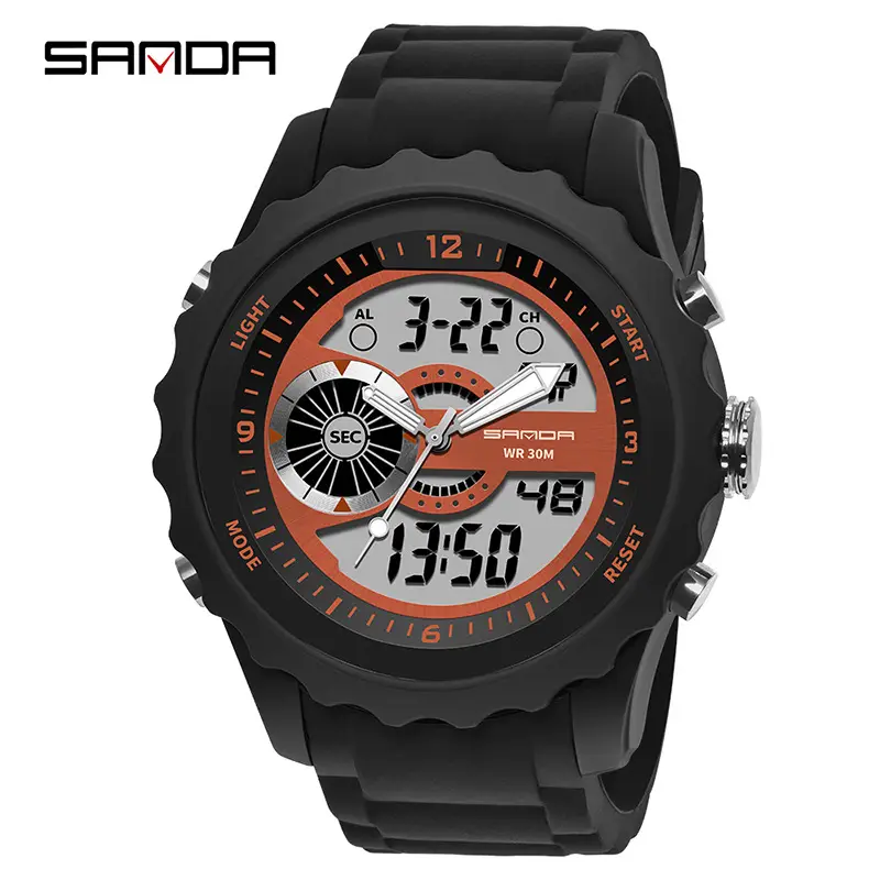 Sanda Men's Digital Watch Black Silicone Waterproof - Image 8