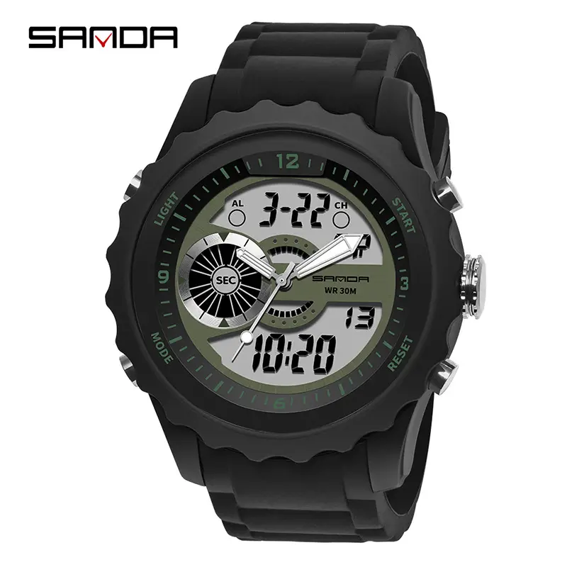 Sanda Men's Digital Watch Black Silicone Waterproof - Image 3