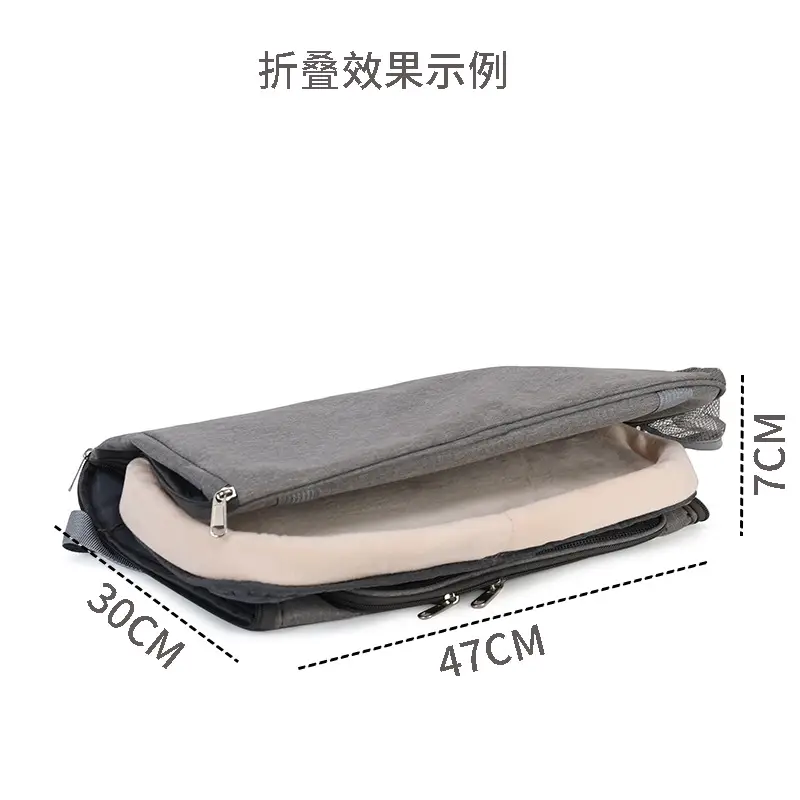 Breathable Pet Crossbody Bag Gray Foldable Pet Bag - Image 6