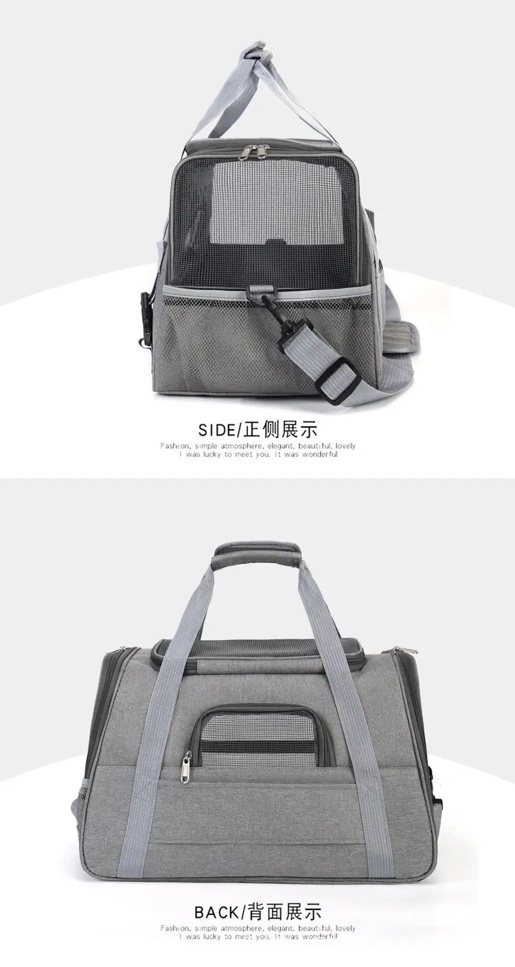 Breathable Pet Crossbody Bag Gray Foldable Pet Bag — feature 12