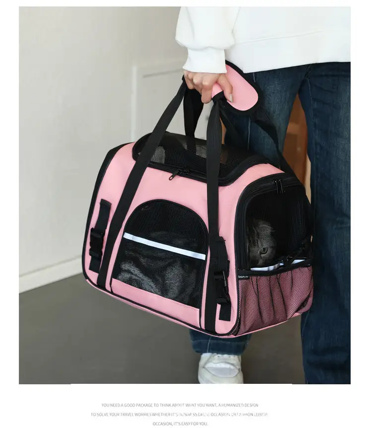 Breathable Pet Crossbody Bag Gray Foldable Pet Bag — feature 7