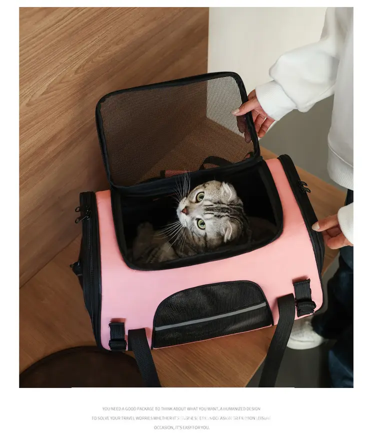 Breathable Pet Crossbody Bag Gray Foldable Pet Bag — feature 8