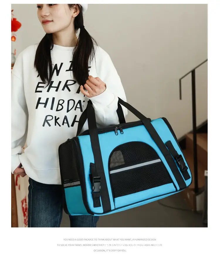 Breathable Pet Crossbody Bag Gray Foldable Pet Bag — feature 9