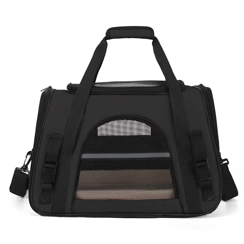 Breathable Pet Crossbody Bag Gray Foldable Pet Bag - Image 3