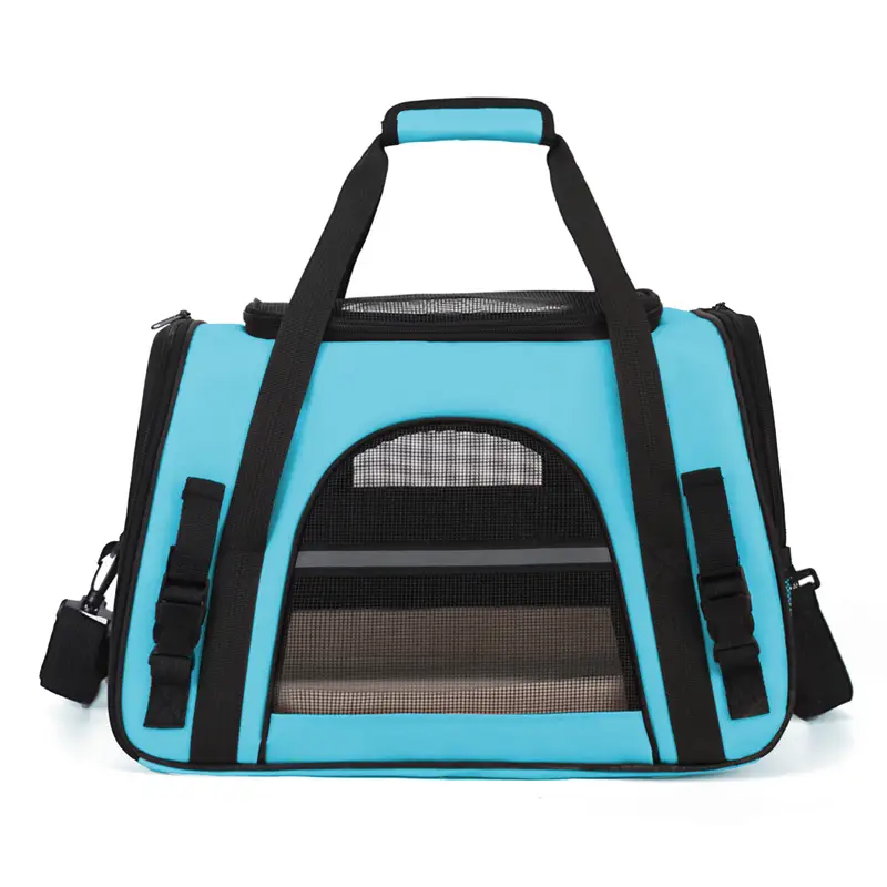 Breathable Pet Crossbody Bag Gray Foldable Pet Bag - Image 4