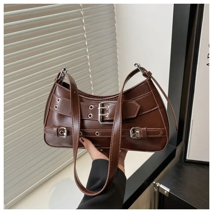 Red Motorcycle Style Shoulder Bag with Buckle Detail — feature 20