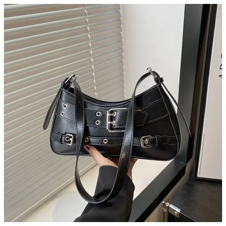 Red Motorcycle Style Shoulder Bag with Buckle Detail — feature 22
