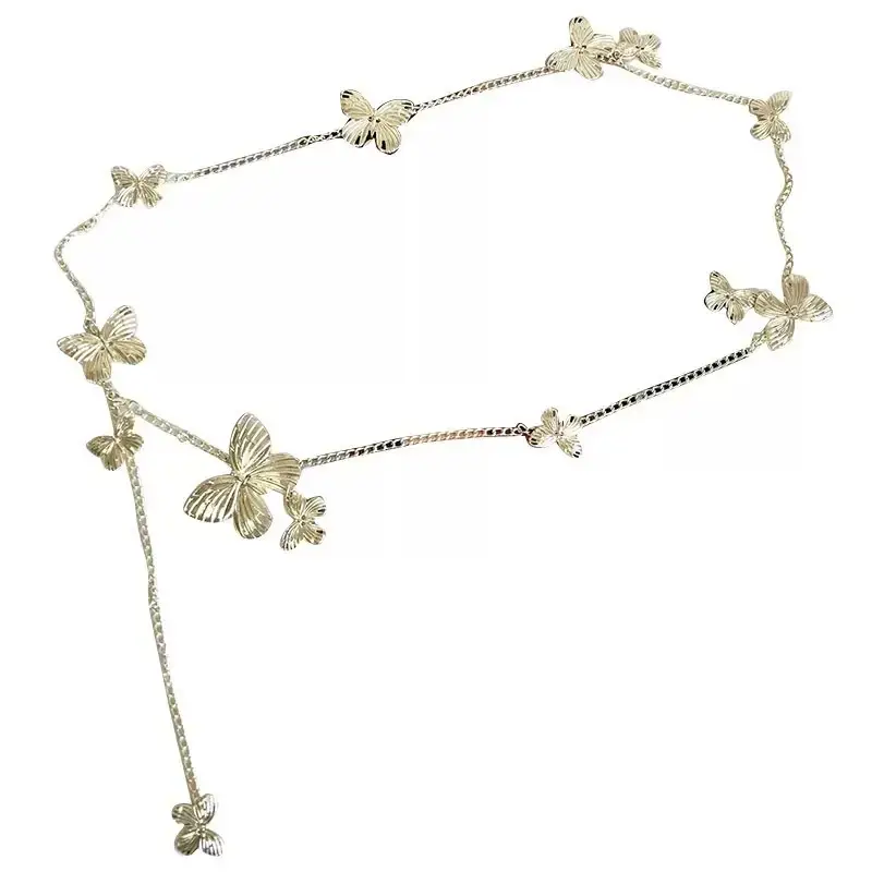 Silver Butterfly Waist Chain Adjustable Skirt Belt - Image 6