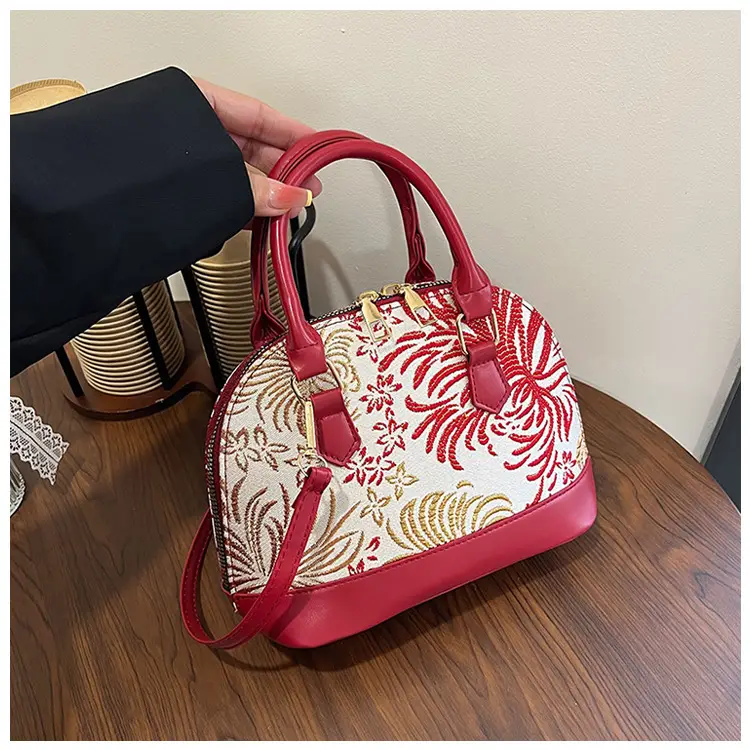 Women Embroidered Red White Shell Handbag 2025 - Image 4