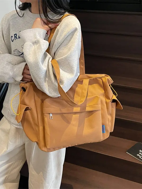 Women Cross-Border Large Capacity Tan Tote Bag 2025