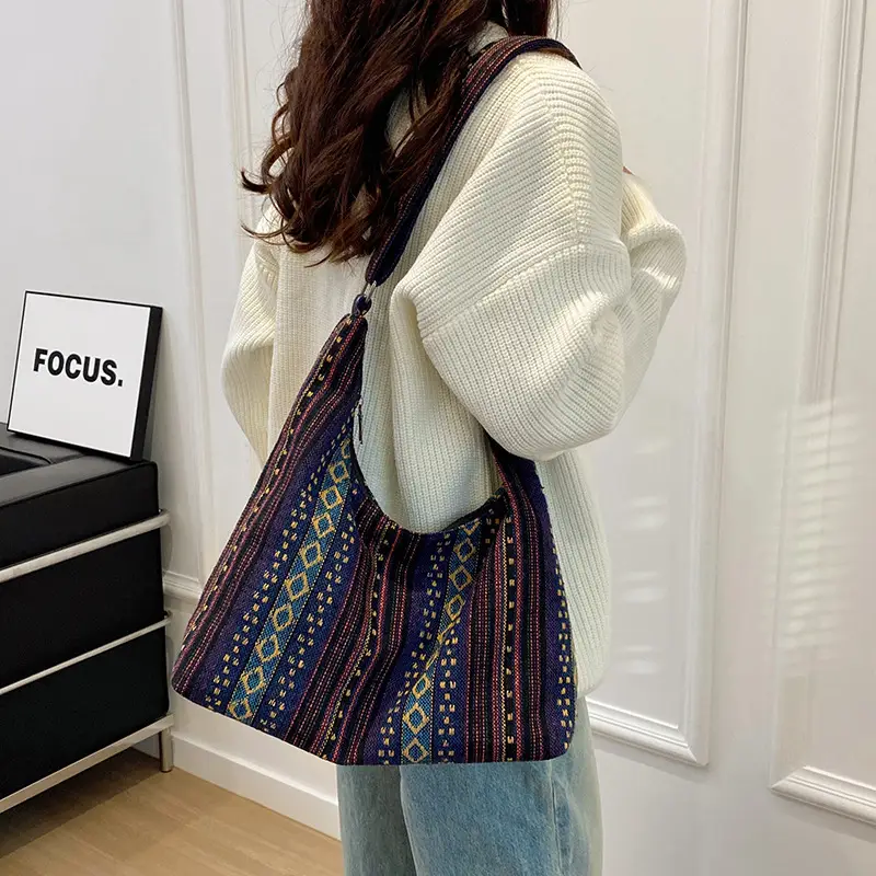 Ethnic Printed Tote Bag Women Large Capacity Textured Cloth - Image 6