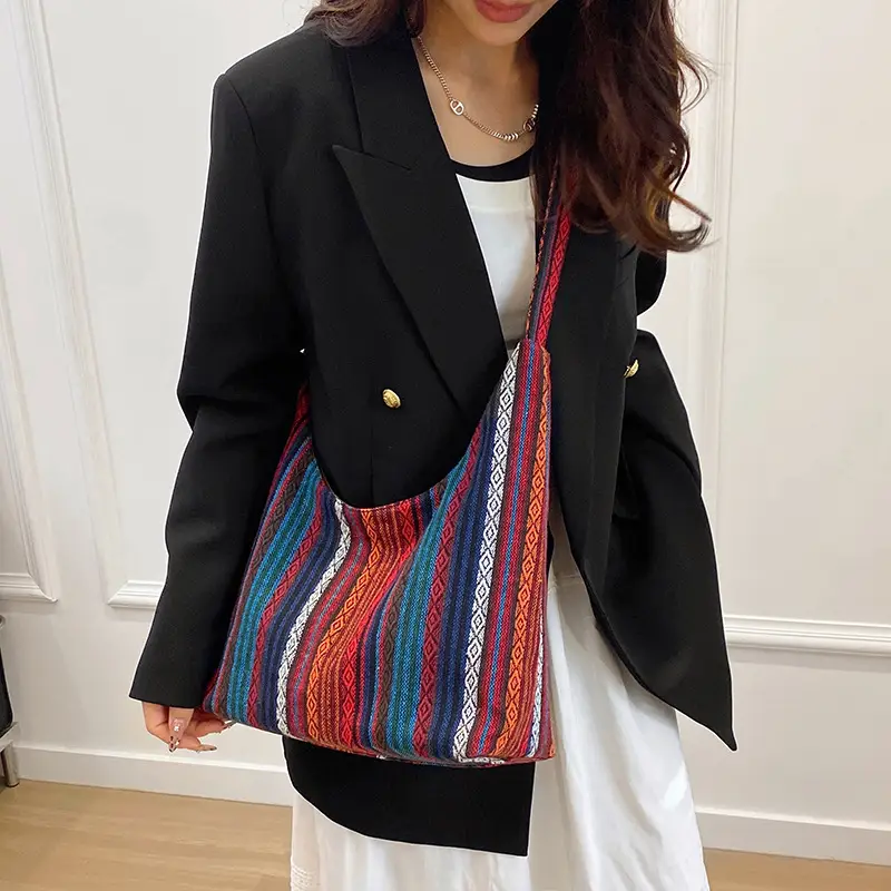 Ethnic Printed Tote Bag Women Large Capacity Textured Cloth - Image 7