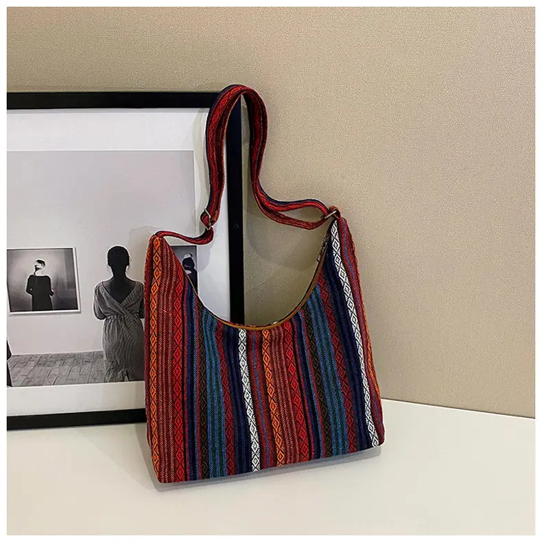 Ethnic Printed Tote Bag Women Large Capacity Textured Cloth — feature 13