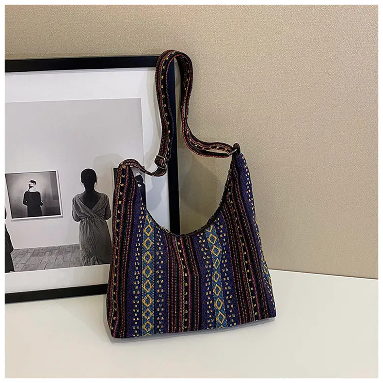 Ethnic Printed Tote Bag Women Large Capacity Textured Cloth — feature 15