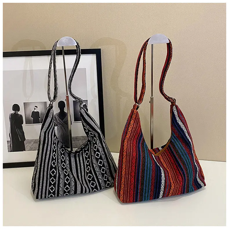 Ethnic Printed Tote Bag Women Large Capacity Textured Cloth — feature 16