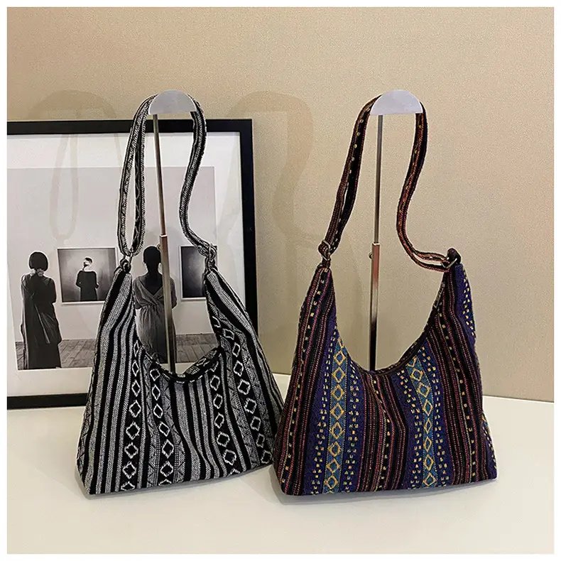 Ethnic Printed Tote Bag Women Large Capacity Textured Cloth — feature 17