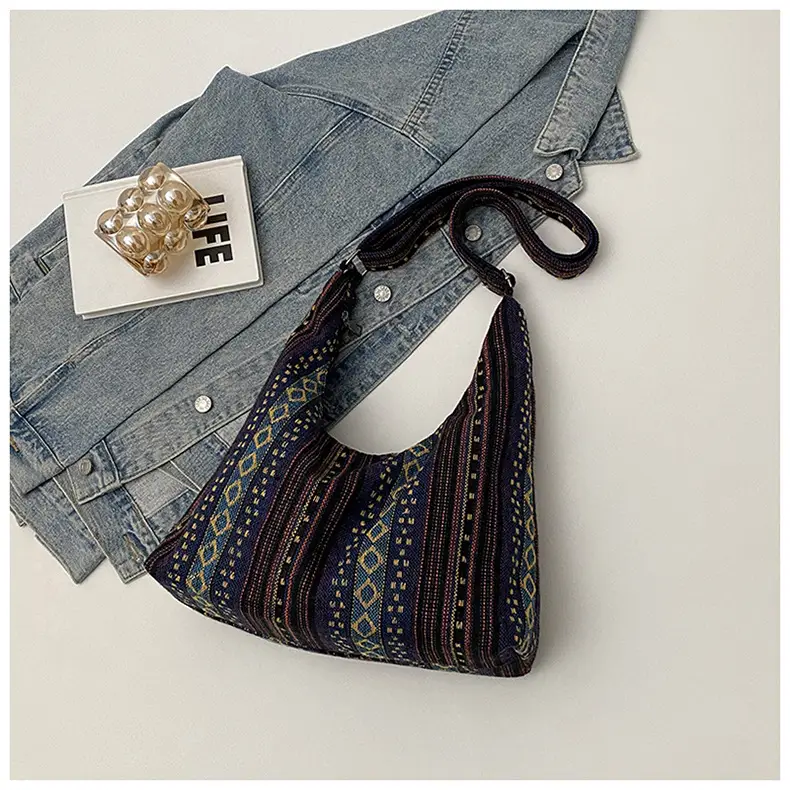 Ethnic Printed Tote Bag Women Large Capacity Textured Cloth — feature 19