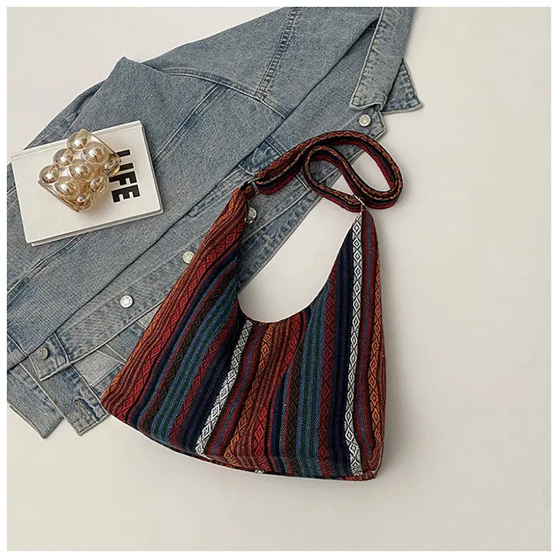 Ethnic Printed Tote Bag Women Large Capacity Textured Cloth — feature 20