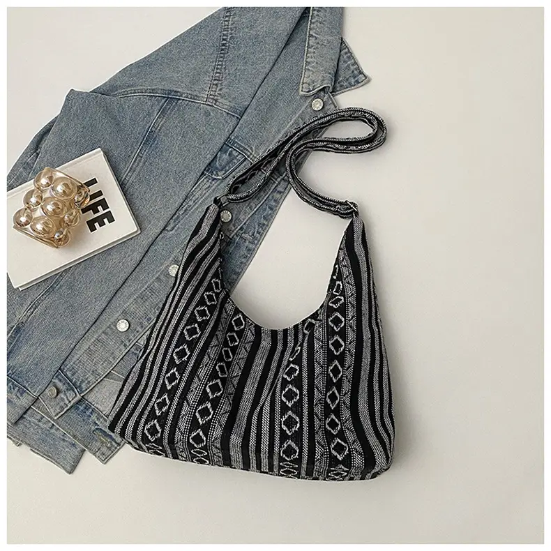 Ethnic Printed Tote Bag Women Large Capacity Textured Cloth — feature 21