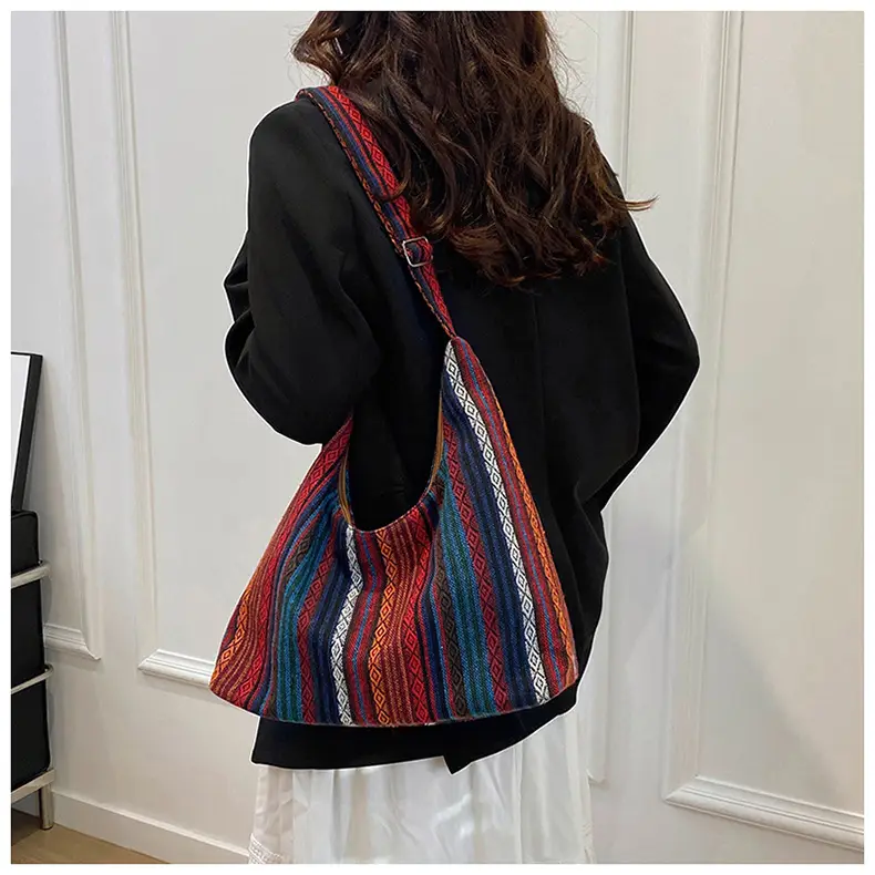 Ethnic Printed Tote Bag Women Large Capacity Textured Cloth — feature 26