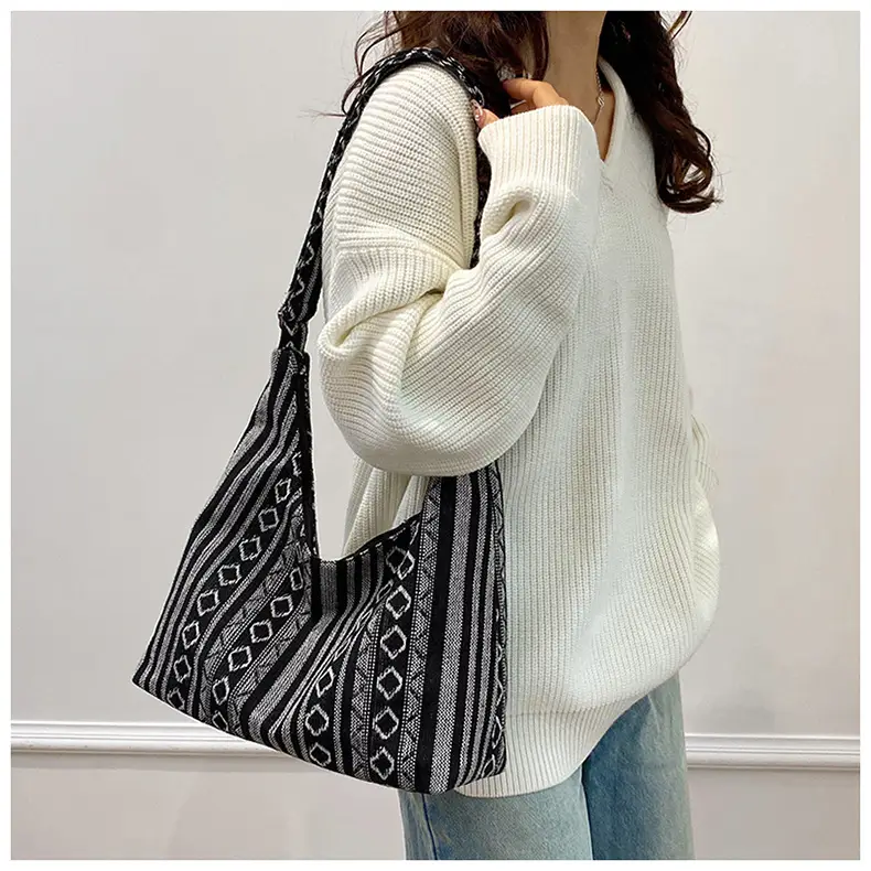 Ethnic Printed Tote Bag Women Large Capacity Textured Cloth — feature 29