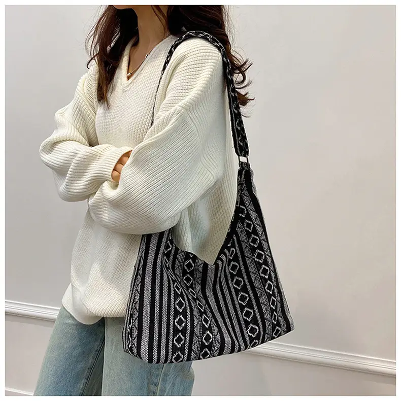Ethnic Printed Tote Bag Women Large Capacity Textured Cloth — feature 30