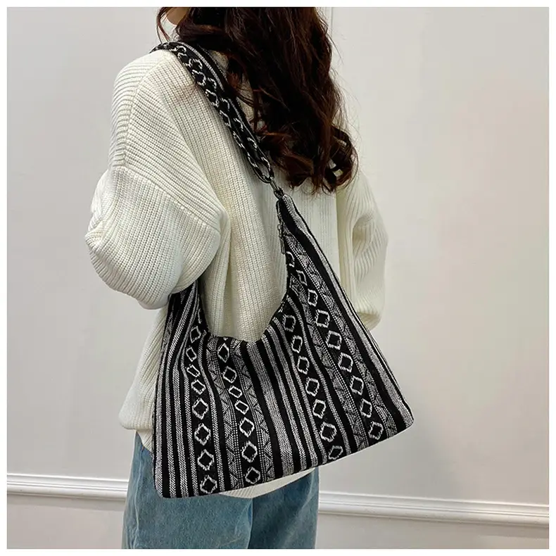 Ethnic Printed Tote Bag Women Large Capacity Textured Cloth — feature 32