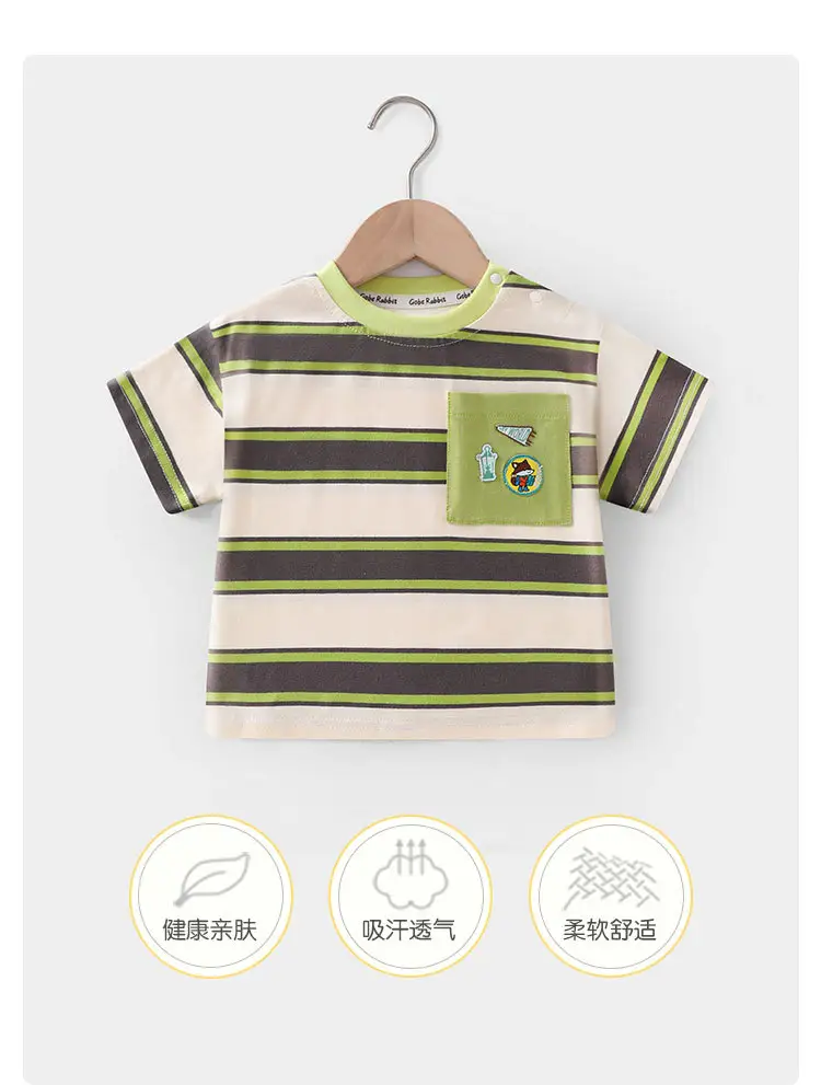 Boys Striped Cotton T-Shirt Summer Lightweight — feature 7