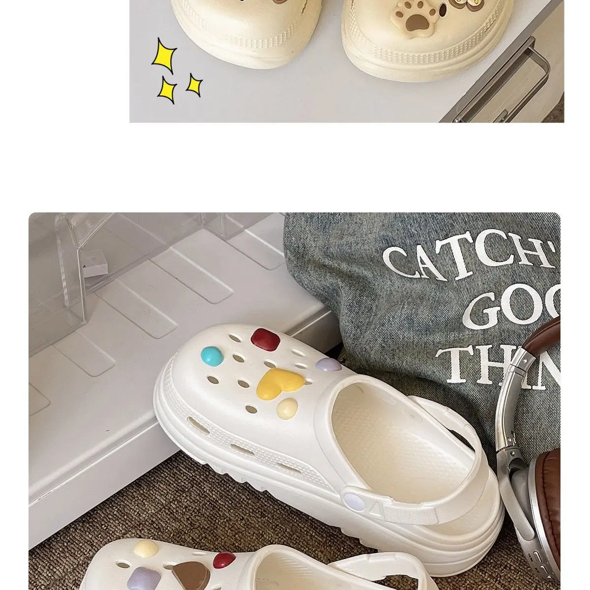 Women's Cartoon Croc Sandals White 2025 Summer Anti-Slip — feature 26