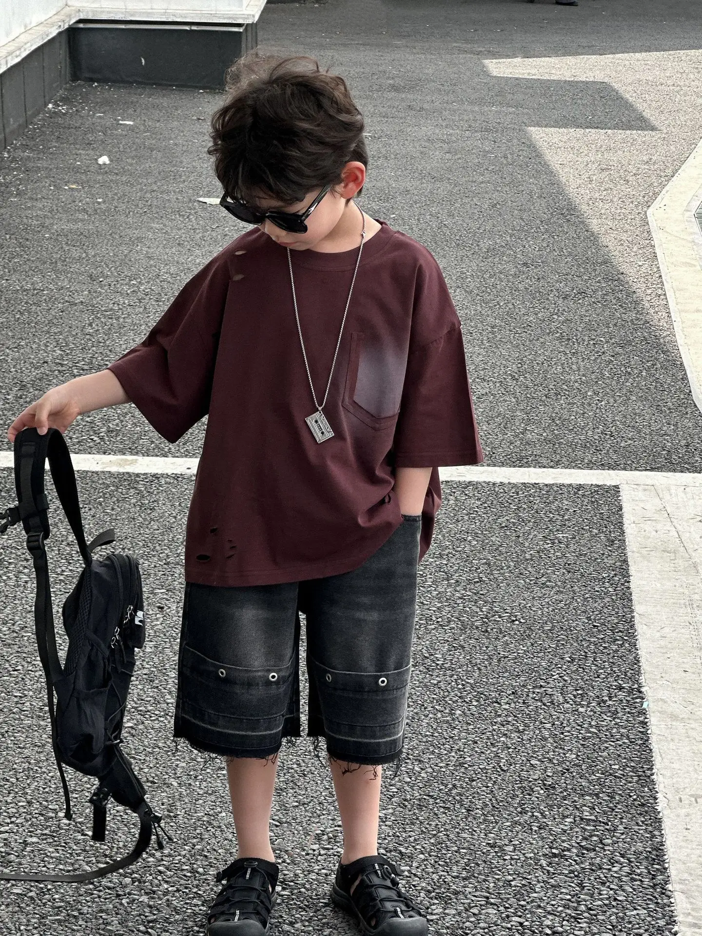 Maroon Pure Cotton T-Shirt for Boys 2025 - Image 5