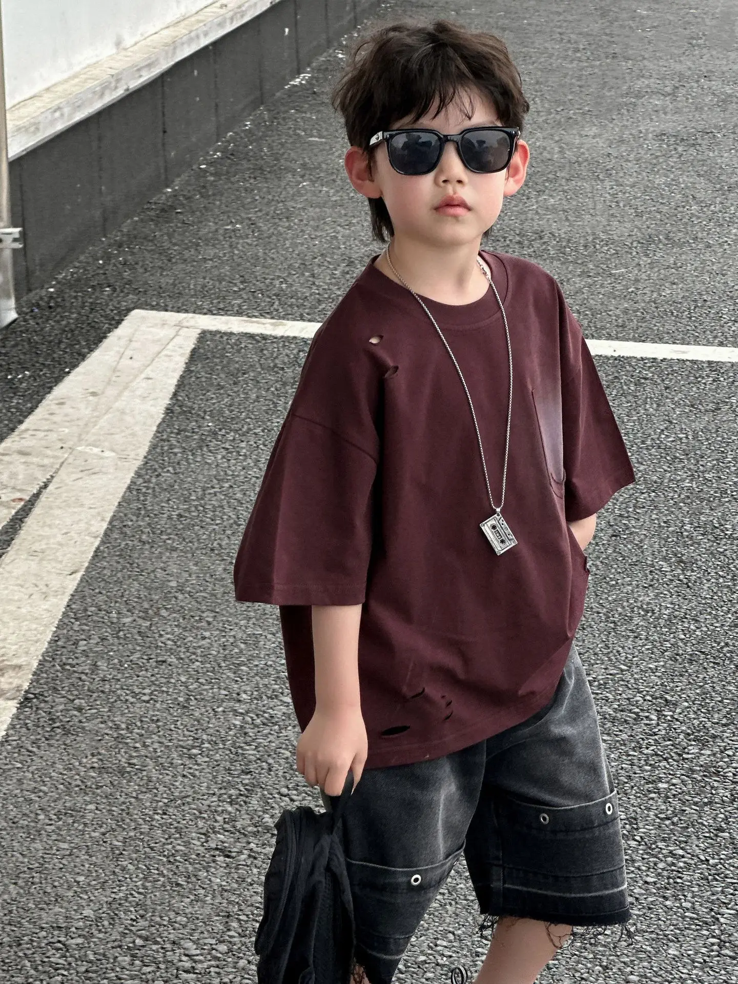 Maroon Pure Cotton T-Shirt for Boys 2025 - Image 6