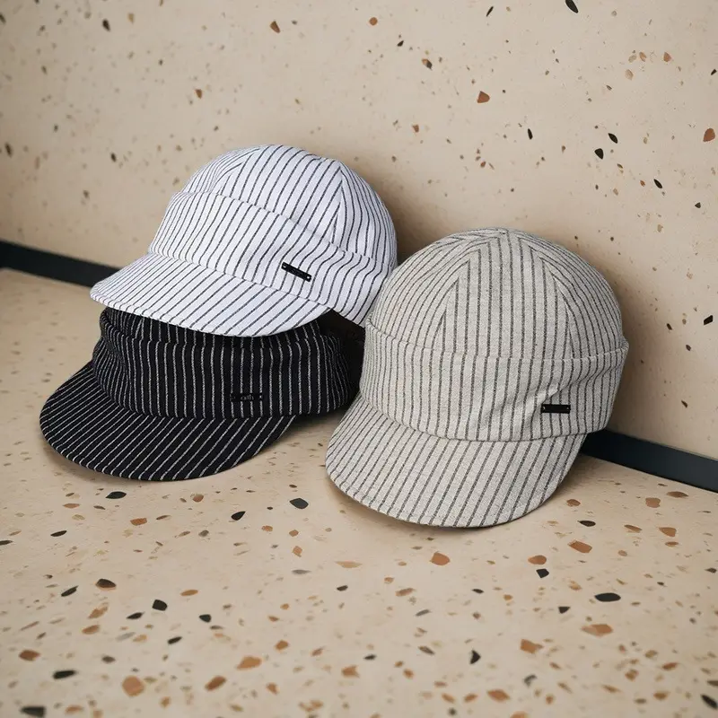 Japanese Style Women's White Striped Straw Sun Hat - Image 7