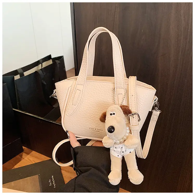 Women's 2025 Handheld Shoulder Crossbody Bag Beige Bucket Texture — feature 24