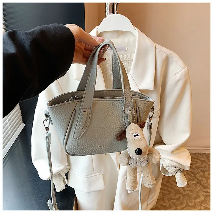 Women's 2025 Handheld Shoulder Crossbody Bag Beige Bucket Texture — feature 25