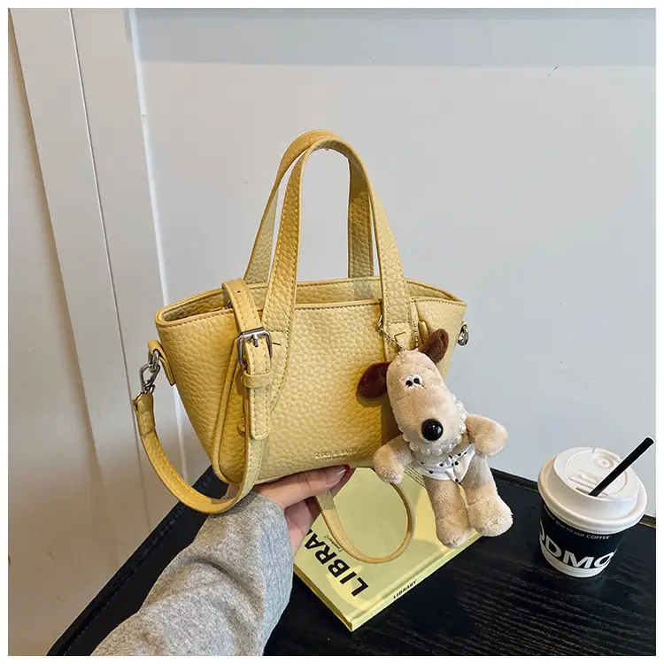 Women's 2025 Handheld Shoulder Crossbody Bag Beige Bucket Texture — feature 27