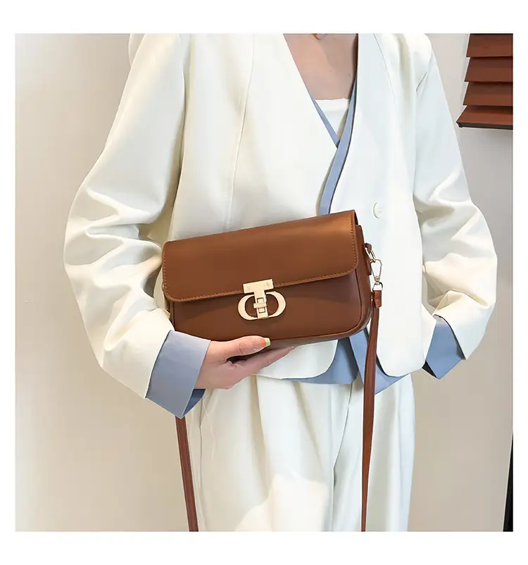 White Blue Textured Lock Buckle Satchel Bag for Women — feature 19