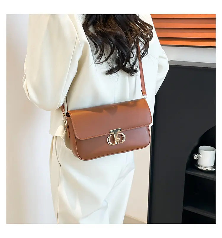 White Blue Textured Lock Buckle Satchel Bag for Women — feature 20
