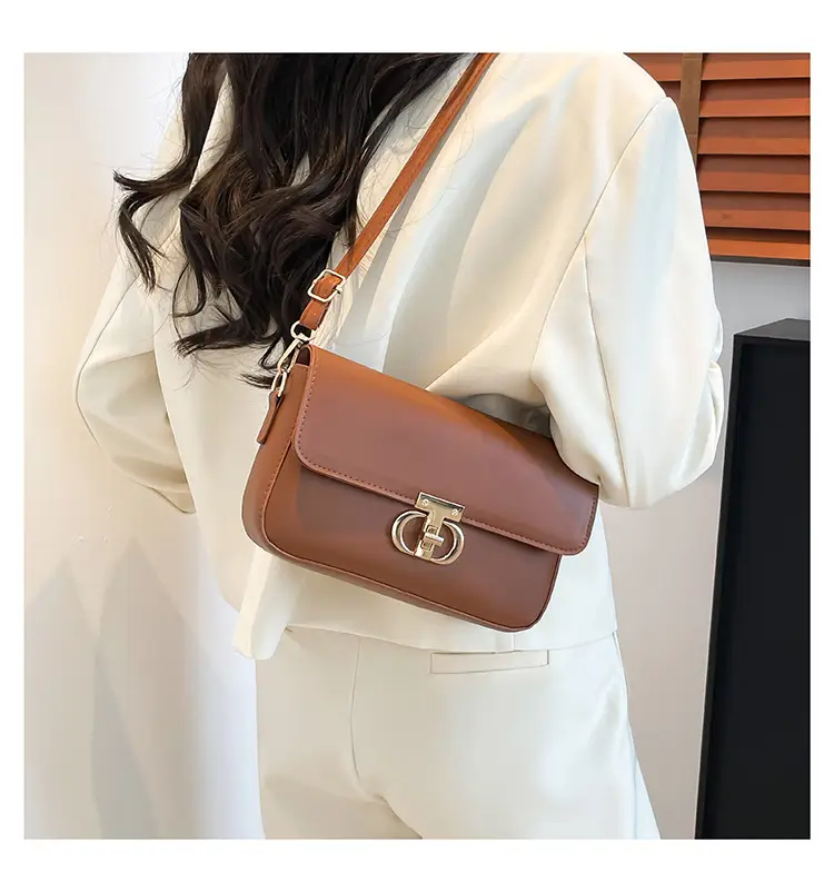 White Blue Textured Lock Buckle Satchel Bag for Women — feature 21